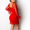 Women Sexy Mesh Puff Long Sleeve Bodycon Mini Dress Elegant Ruffles Bandage Party Club Ladies Dresses Streetwear