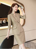 Women Skirt Suits Khaki Blazer and Jacket Sets Office Ladies Work Wear Business Beauty Salon Uniform
