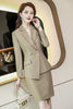 Women Skirt Suits Khaki Blazer and Jacket Sets Office Ladies Work Wear Business Beauty Salon Uniform