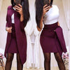 Women Skirt Suits One Button Notched Striped Blazer Jackets And Slim Mini Skirts Two Pieces Ol Sets Female Outfits