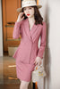Women Skirt Suits Pink Blazer and Jacket Sets Office Ladies Work Business Beautician Uniform