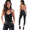 Fashion Women Sleeveless V-Neck Sexy Hot Fashion Casual Pullover Fashion Floral Tops Bodysuit Jumpsuit Leotard Crop Tops