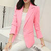 Fashion Women Solid Blazer Casual Womens Single Button Slim Jacket Female Top Coat Cape Ladies Blazers Plus Size Candy Color