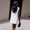 Women Straight Vest Blazer Coat Office Lady Sleeveless Double Breasted Tank Outwear Casualwear Summer White Formal Top