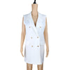 Women Straight Vest Blazer Coat Office Lady Sleeveless Double Breasted Tank Outwear Casualwear Summer White Formal Top