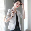 Women Stripe Blazer Temperament Formal Half Sleeve Slim Jacket Office Ladies Casual Work Coat