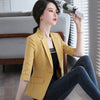 Women Stripe Blazer Temperament Formal Half Sleeve Slim Jacket Office Ladies Casual Work Coat