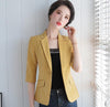 Women Stripe Blazer Temperament Formal Half Sleeve Slim Jacket Office Ladies Casual Work Coat