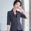Women Stripe Blazer Temperament Formal Half Sleeve Slim Jacket Office Ladies Casual Work Coat
