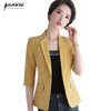 Women Stripe Blazer Temperament Formal Half Sleeve Slim Jacket Office Ladies Casual Work Coat