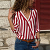 Women Striped Blouse Shirt Summer V-Neck Long Sleeve Casual Blouses Female Slim Blusas Shirts Tops