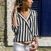 Women Striped Blouse Shirt Summer V-Neck Long Sleeve Casual Blouses Female Slim Blusas Shirts Tops