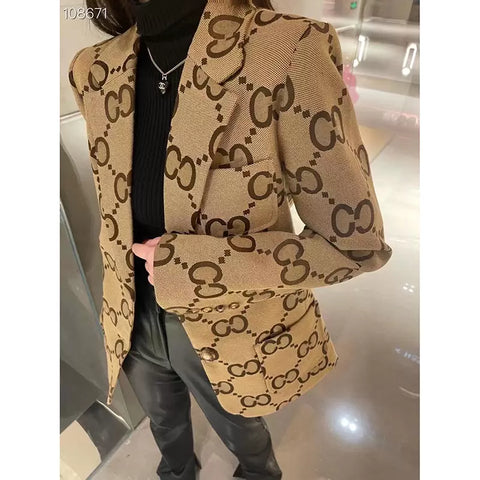 Women's Letter Print Blazer Jacket
