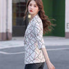 Women Suit Elegant 3/4 Sleeve Single Button Blazer Jacket Casual Print Lady Office Blazer Outwear Coat Female Clothes 4X