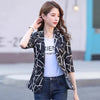 Women Suit Elegant 3/4 Sleeve Single Button Blazer Jacket Casual Print Lady Office Blazer Outwear Coat Female Clothes 4X