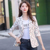 Women Suit Elegant 3/4 Sleeve Single Button Blazer Jacket Casual Print Lady Office Blazer Outwear Coat Female Clothes 4X