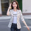 Women Suit Elegant 3/4 Sleeve Single Button Blazer Jacket Casual Print Lady Office Blazer Outwear Coat Female Clothes 4X