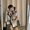 Women Suits Patchwork Suit Coat Loose Long Elegant Ladies Overcoat Casual Female Suit 2023 Women Jacket