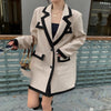 Women Suits Patchwork Suit Coat Loose Long Elegant Ladies Overcoat Casual Female Suit 2023 Women Jacket