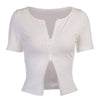 Women Summer Sexy Short Sleeve O Neck Crop Top Ribbed Double Zip Slim T Shirt Blouse Femme Tee Shirt Basic Crop Top