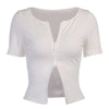 Women Summer Sexy Short Sleeve O Neck Crop Top Ribbed Double Zip Slim T Shirt Blouse Femme Tee Shirt Basic Crop Top