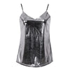Fashion Women Summer Vest Top Sleeveless Casual Tank Tops Gold Sliver Solid V-neck Tops