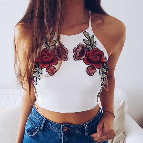 Fashion Women Summer Vest Top Sleeveless Embroidery Camis Casual Tops Women New Clotehs Camis