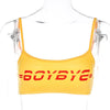 Fashion Women Summer Wear Strappy Tank Top Letter Printed Short Chic Slim Sexy Ladies Shirt Crop Tops
