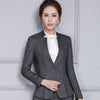 Fashion Women long sleeve blazer gray  autumn winter formal one button Slim V neck jacket office ladies plus size work wear