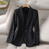 Women's Blazer Long Sleeve Notched Collar Floral Printed Casual Black Suit Jacket 2023 Autumn Elegant Ladies Office Coat