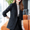 Women's Blazer Long Sleeve Notched Collar Floral Printed Casual Black Suit Jacket 2023 Autumn Elegant Ladies Office Coat