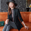 Women's Blazer Long Sleeve Notched Collar Floral Printed Casual Black Suit Jacket 2023 Autumn Elegant Ladies Office Coat