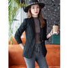 Women's Blazer Long Sleeve Notched Collar Floral Printed Casual Black Suit Jacket 2023 Autumn Elegant Ladies Office Coat