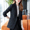 Women's Blazer Long Sleeve Notched Collar Floral Printed Casual Black Suit Jacket 2023 Autumn Elegant Ladies Office Coat