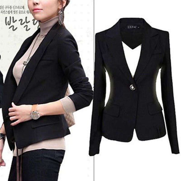 Fashion Women's Long Sleeve Slim Business Leisure Lapel Blazer Suit Jacket Coat Outwear