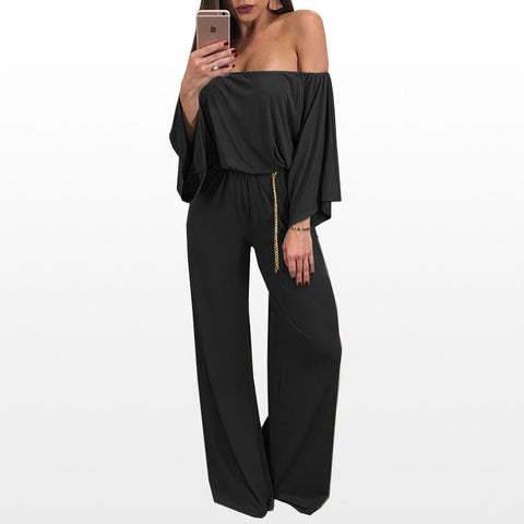 Fashion Women's Off shoulder Long Sleeve Loose Jumpsuit Bodycon Playsuit Long Pants Trousers Romper