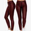 Women's Pencil Pants Faux Leather Pu Long Trousers Casual Sexy Tight-Fitting Female Stretch High-Waist Pants Pure Color