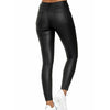 Women's Pencil Pants Faux Leather Pu Long Trousers Casual Sexy Tight-Fitting Female Stretch High-Waist Pants Pure Color