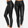 Women's Pencil Pants Faux Leather Pu Long Trousers Casual Sexy Tight-Fitting Female Stretch High-Waist Pants Pure Color