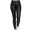 Women's Pencil Pants Faux Leather Pu Long Trousers Casual Sexy Tight-Fitting Female Stretch High-Waist Pants Pure Color