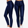Women's Pencil Pants Faux Leather Pu Long Trousers Casual Sexy Tight-Fitting Female Stretch High-Waist Pants Pure Color
