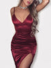 Women's Sexy Solid V-Neck Bodycon Sleeveless Mini Dresses Evening Party Beach Sexy Short Knee Length Dress