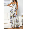 Women's Sleeveless Sunflower Printed Lace-up Sling High Waist Loose Wide-leg Pants Beach Jumpsuit Rompers Overalls#g3