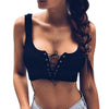 Fashion Women's tank top Sexy Strapless Solid front Bandage Cross Up Sleeveless Short Tank Tops hot girl Vest Cropped Feminino