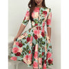 Womens Floral Print Women Belt Dress Bardot Bodycon Skater Ladies Cocktail