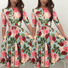 Womens Floral Print Women Belt Dress Bardot Bodycon Skater Ladies Cocktail