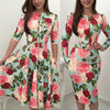Womens Floral Print Women Belt Dress Bardot Bodycon Skater Ladies Cocktail