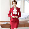 Womens Formal Suits Office Ol Uniform Designs Long-Sleeve Blazer With Skirt Suits Work Wear 2 Piece Sets Plus Size