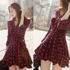 Womens Lady Long Sleeve Ruffles Office Ladies Casual Flannel Plaid Check Button Down Top Layer Shirt Dress
