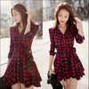 Womens Lady Long Sleeve Ruffles Office Ladies Casual Flannel Plaid Check Button Down Top Layer Shirt Dress